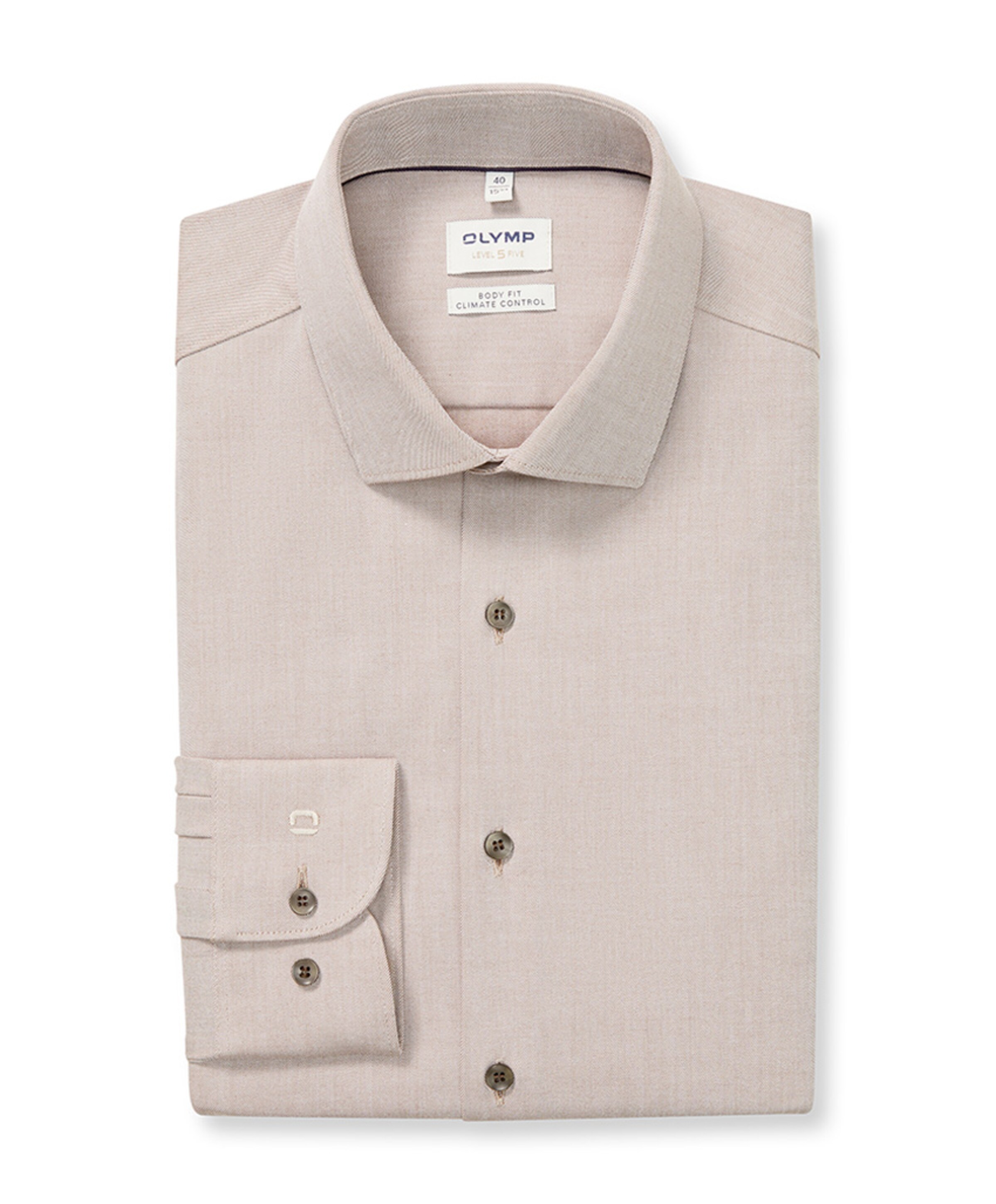 Heren overhemd lange mouw beige