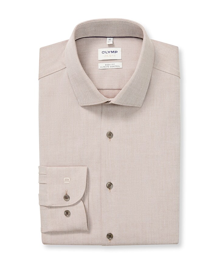 Heren overhemd lange mouw beige