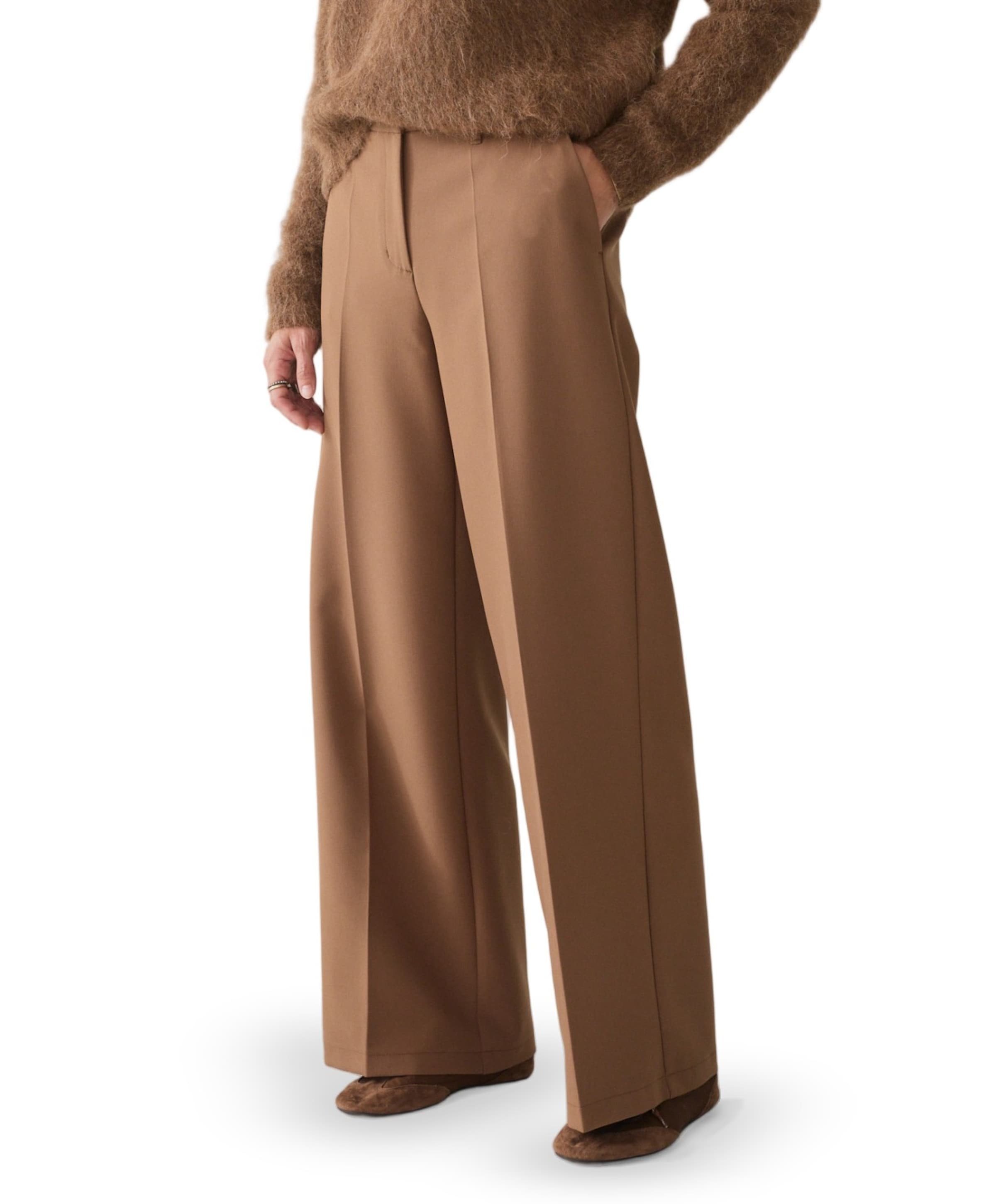 Trousers wide legs foam uni dames broek bruin
