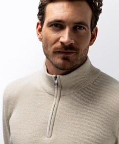 Heren trui met rits beige