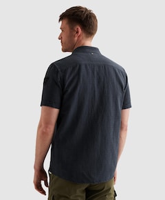 Heren overhemd korte mouw blauw