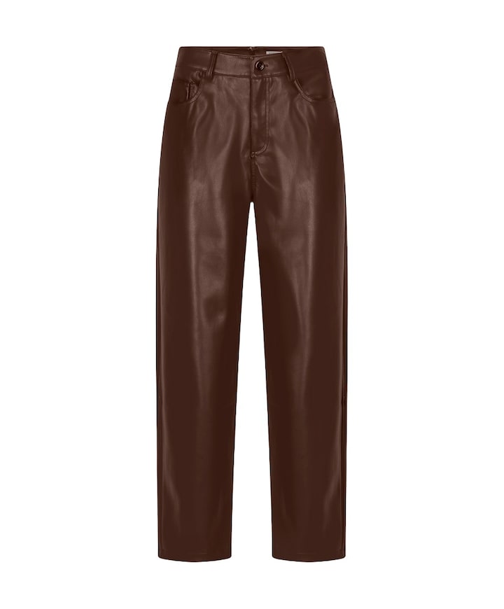 Barrel PU dames broek bruin