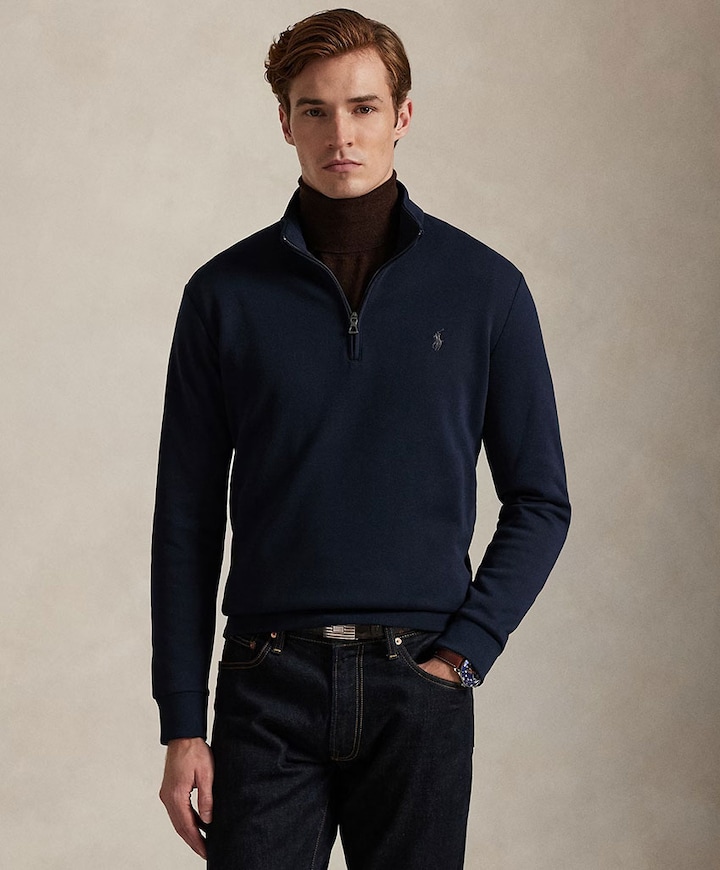 Heren trui met rits blauw