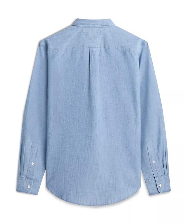 Heren overhemd lange mouw blauw