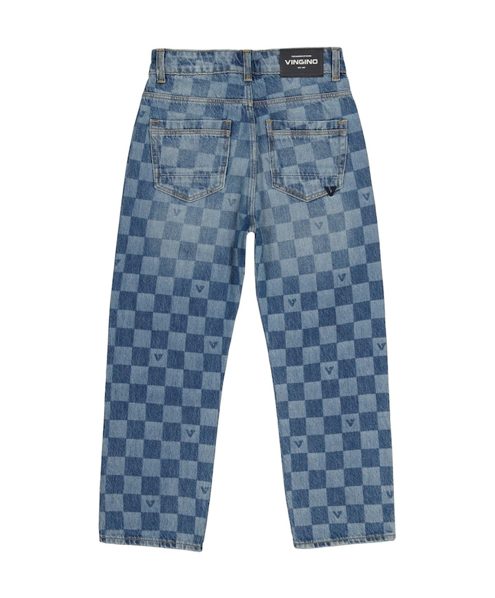 Cadore check jongens jeans blauw