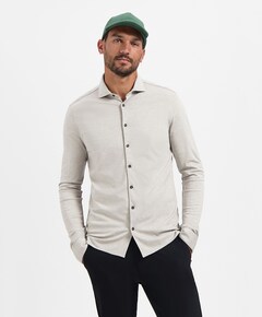 Heren overhemd lange mouw grijs