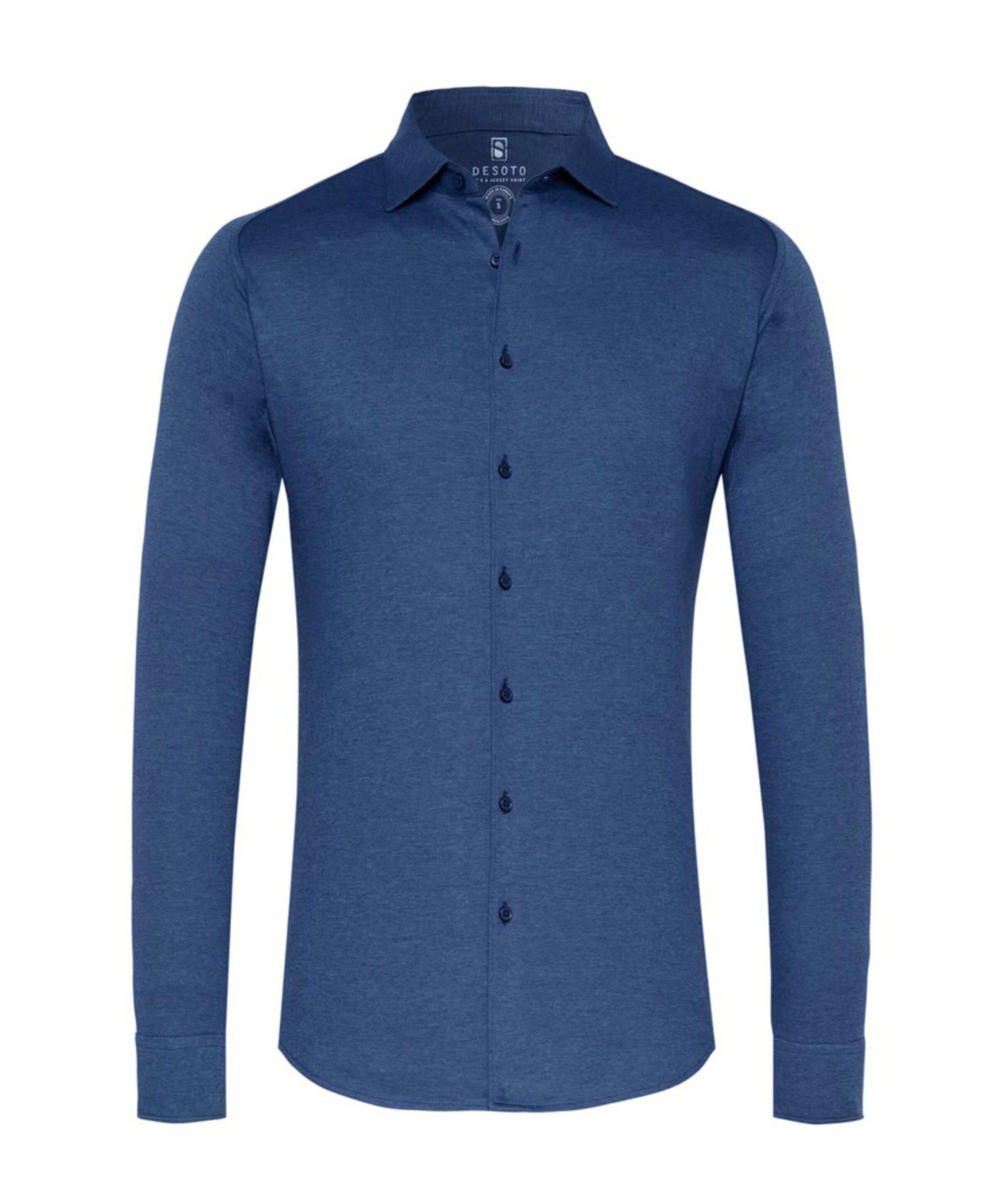 Heren overhemd lange mouw blauw