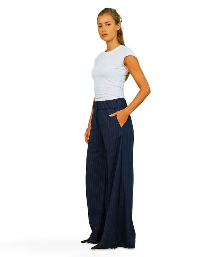 Super Woody Pin Striped dames broek blauw