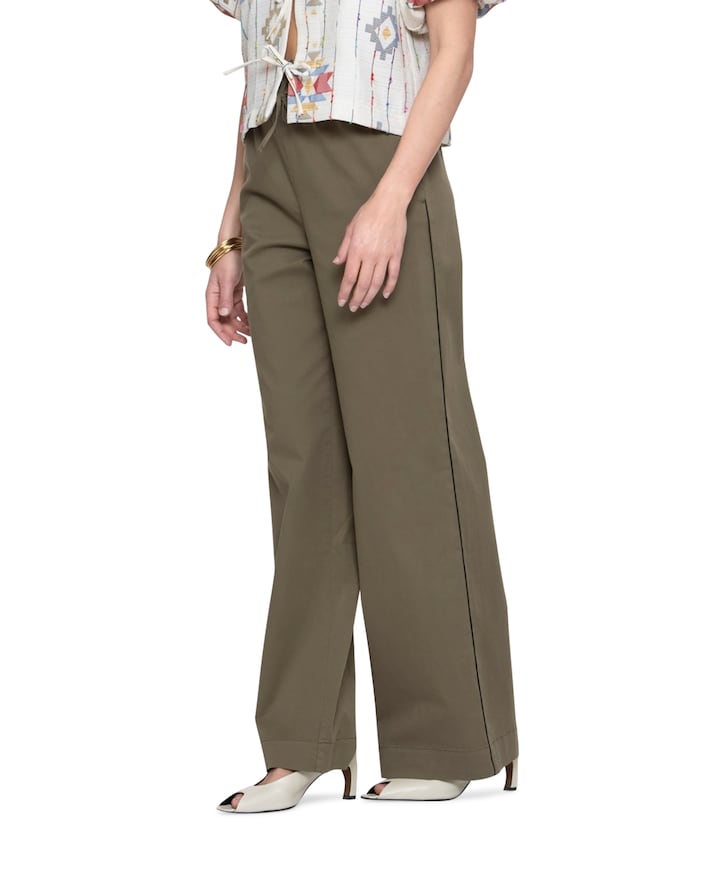 Wide piping dames broek groen