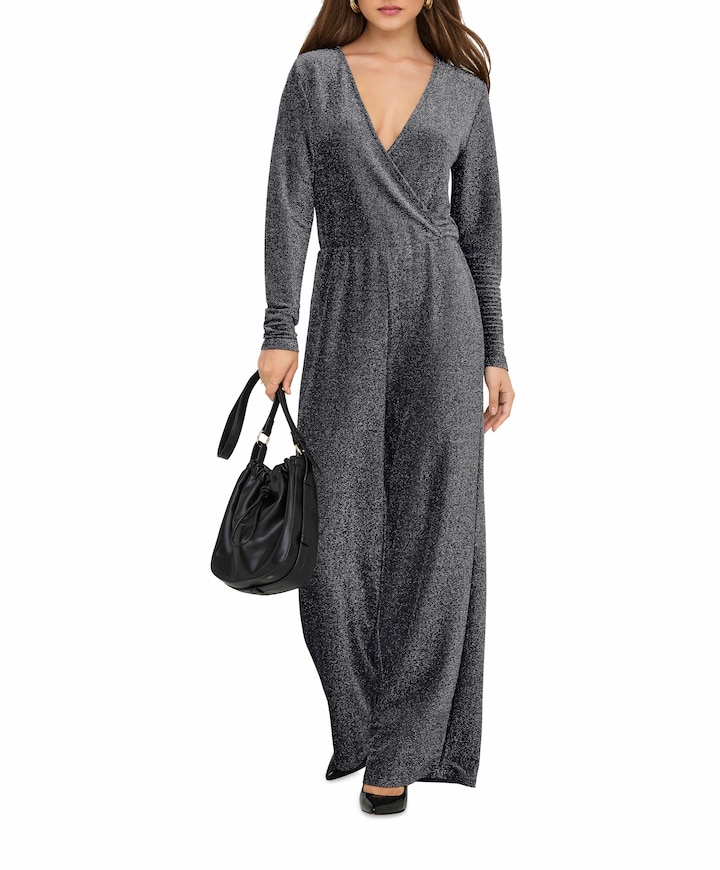 ONLRICH L/S GLITTER JUMPSUIT JRS dames jumpsuit zilver