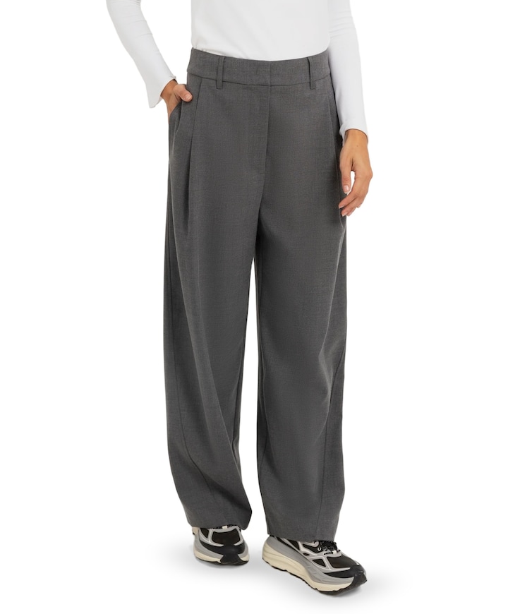 Geweven dames broek grijs