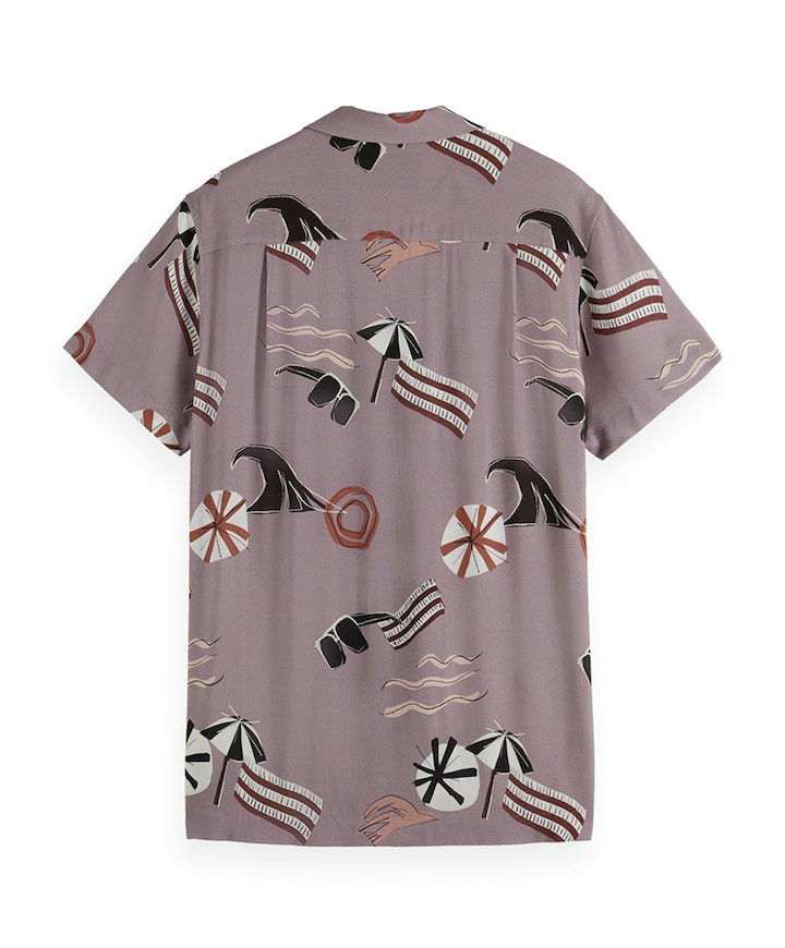 Overhemd korte mouw paars