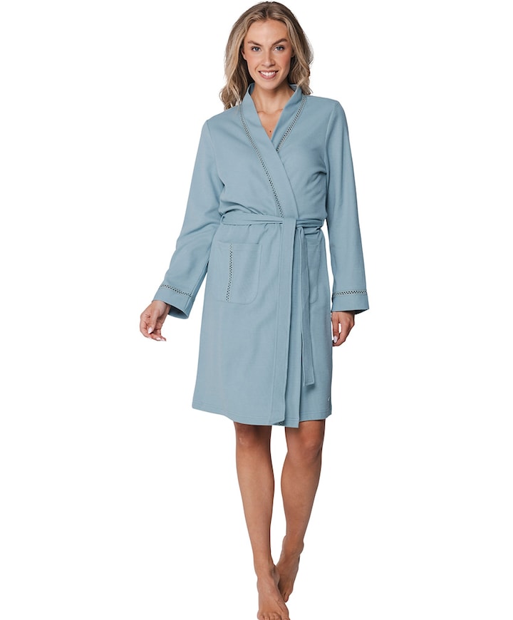 Dames ochtendjas blauw