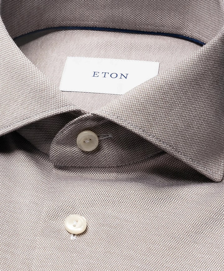 Heren overhemd lange mouw bruin