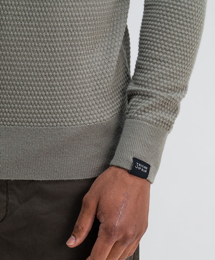 Heren trui met rits groen