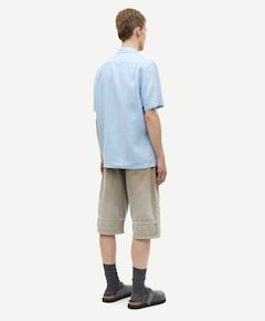 Heren overhemd korte mouw blauw