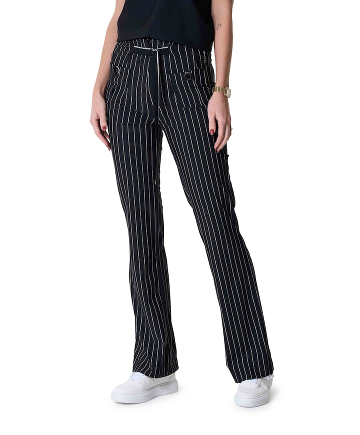 Flair Buckle Pinstripe broek zwart
