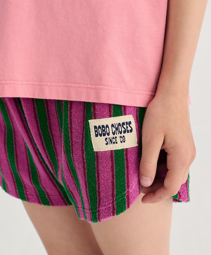 Striped terry cloth uniseks korte broek paars