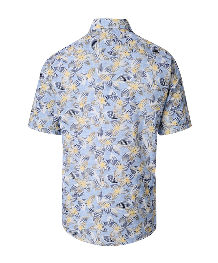 Heren overhemd korte mouw blauw