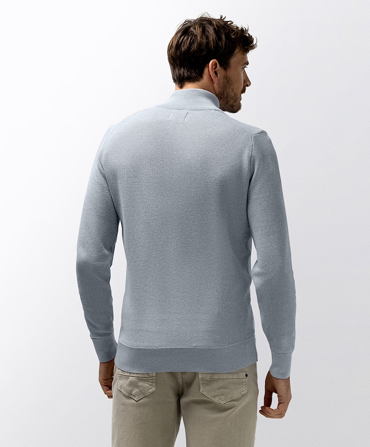 Heren trui met rits blauw