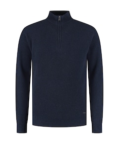 Heren trui met rits blauw