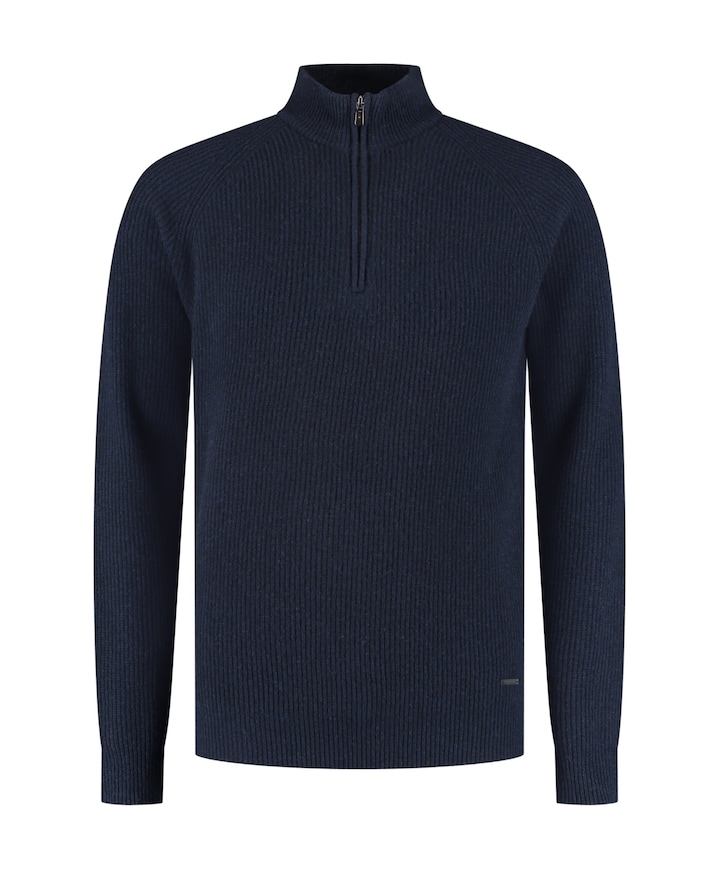 Heren trui met rits blauw