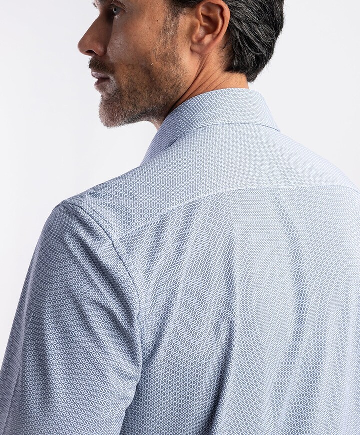 Heren overhemd lange mouw blauw