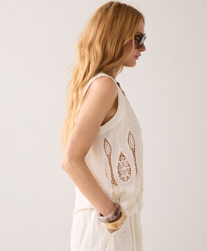 Dames top ecru