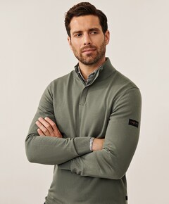 Heren trui met rits groen