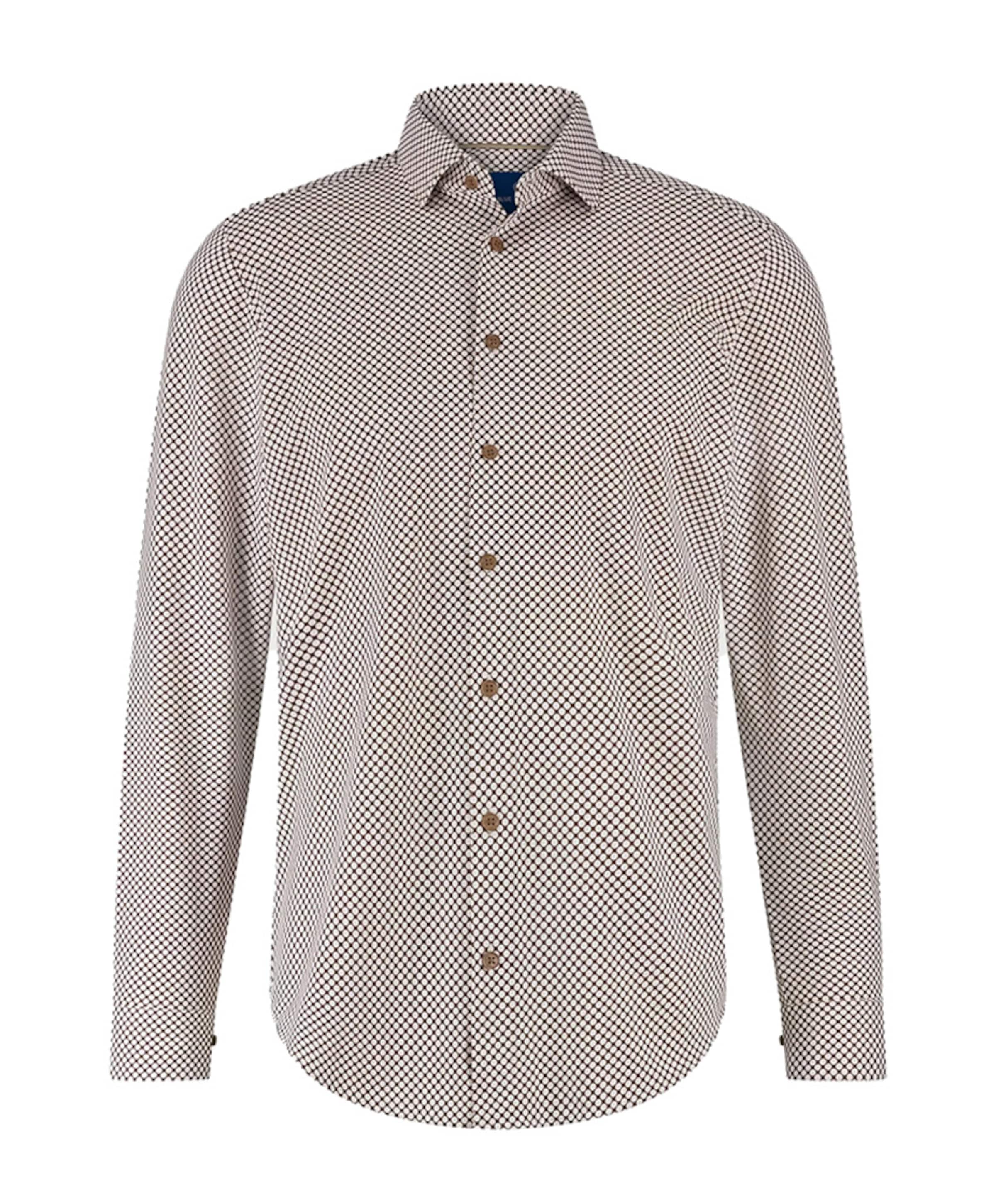 Heren overhemd lange mouw bruin