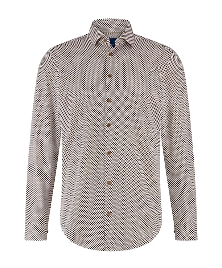 Heren overhemd lange mouw bruin