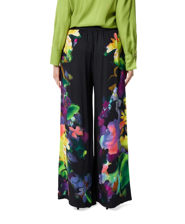 Broek viscose bedrukt recht dames broek multicolor