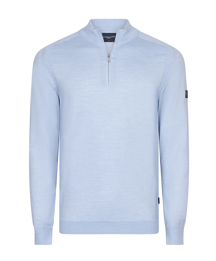 Heren trui met rits blauw