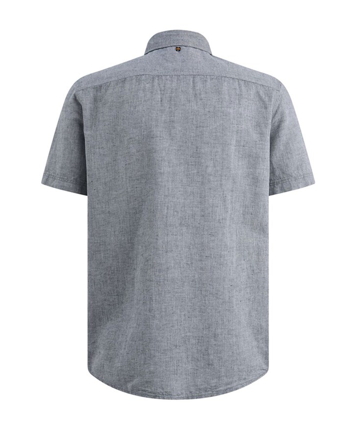 Heren overhemd korte mouw blauw
