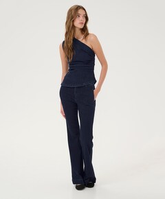 Top denim blauw