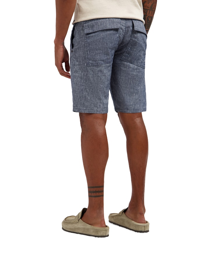 Short Chino With Linen heren korte broek blauw