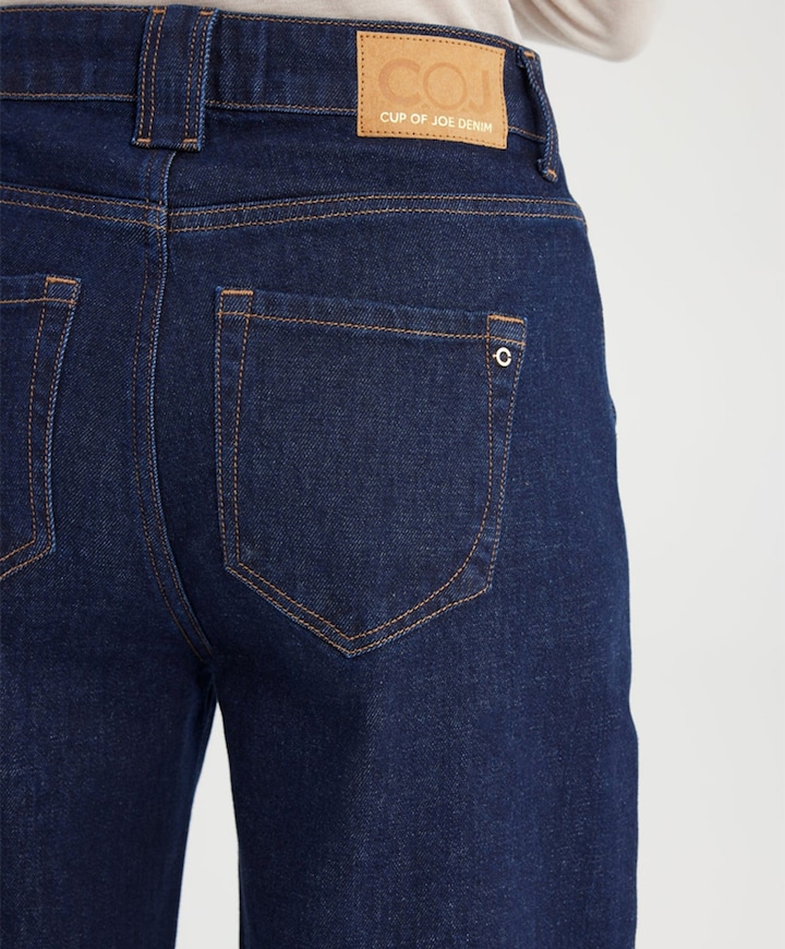 high waist wide leg dames jeans blauw