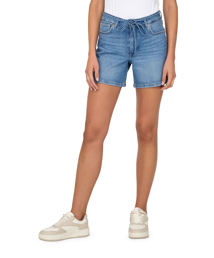 ONLGIANNA MW BELTED SHORTS AZG DNM dames korte broek blauw