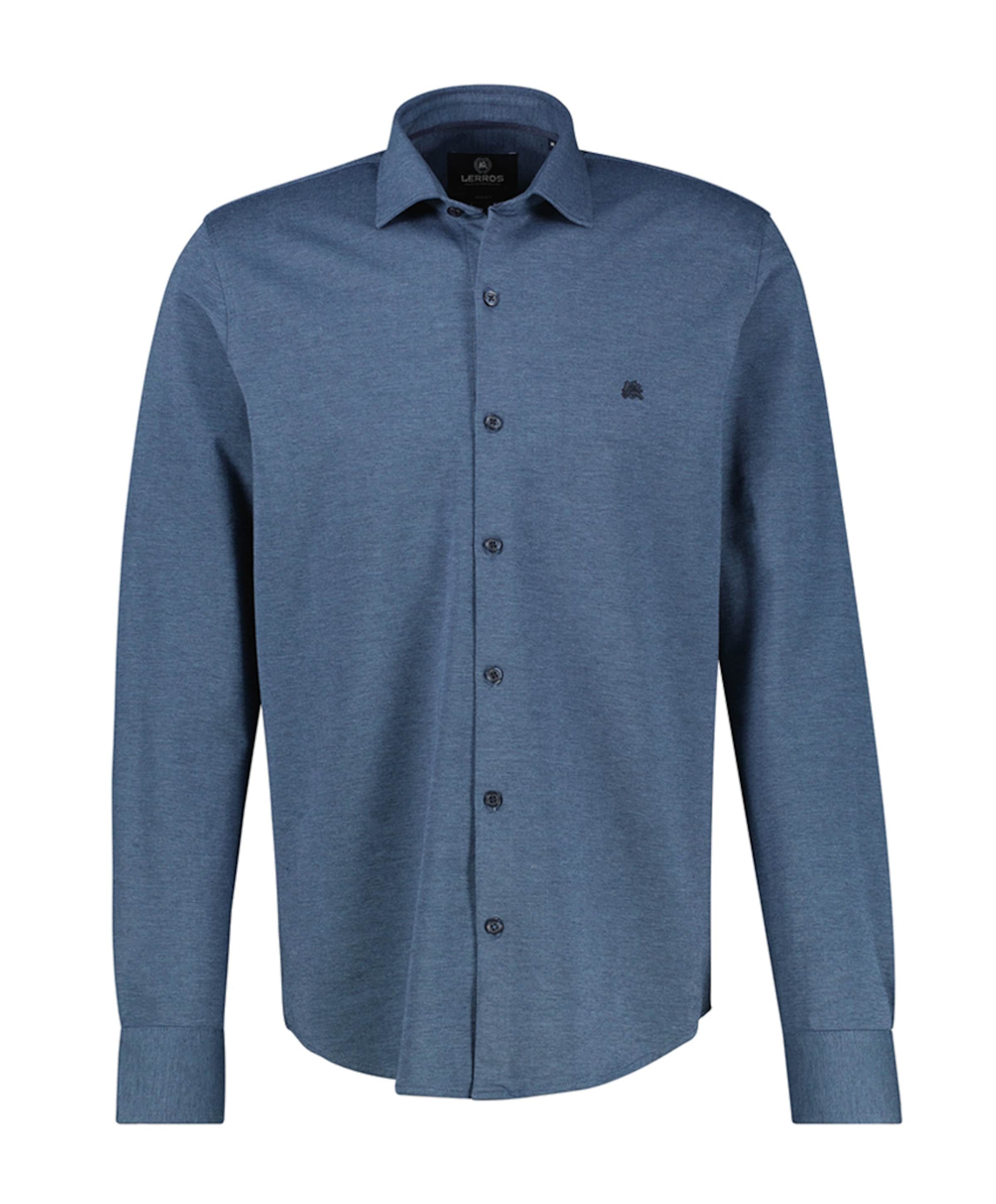 Heren overhemd lange mouw blauw