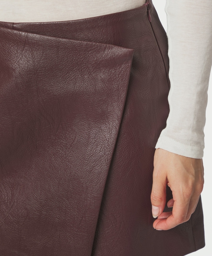 Elayne Faux Leather dames broekrok bordeaux