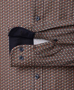 Heren overhemd lange mouw bruin