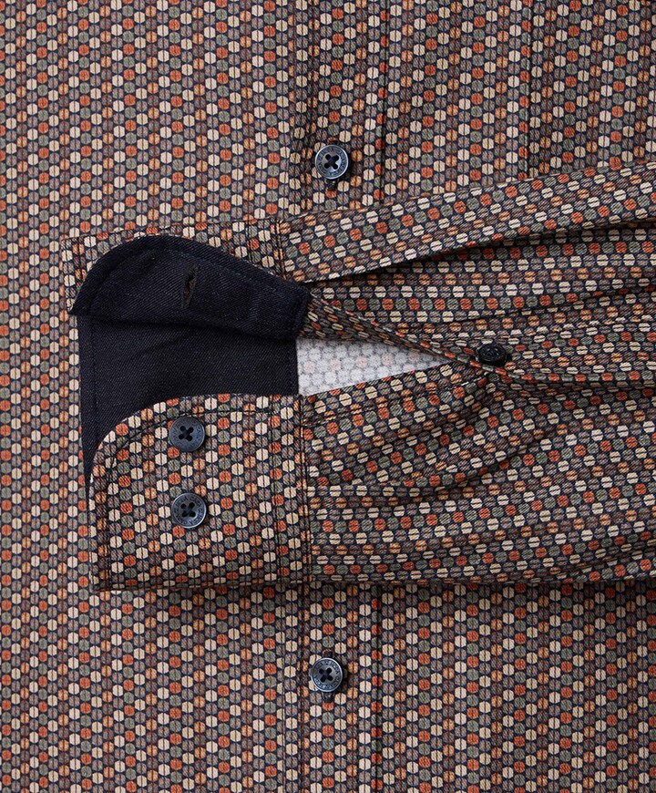 Heren overhemd lange mouw bruin