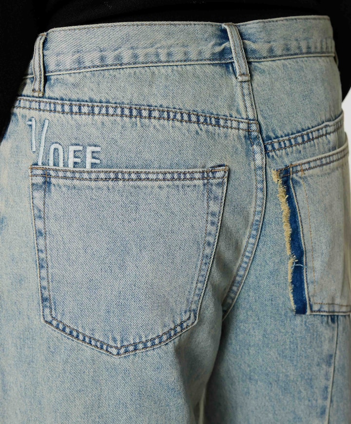 Baggy Patched jeans beige