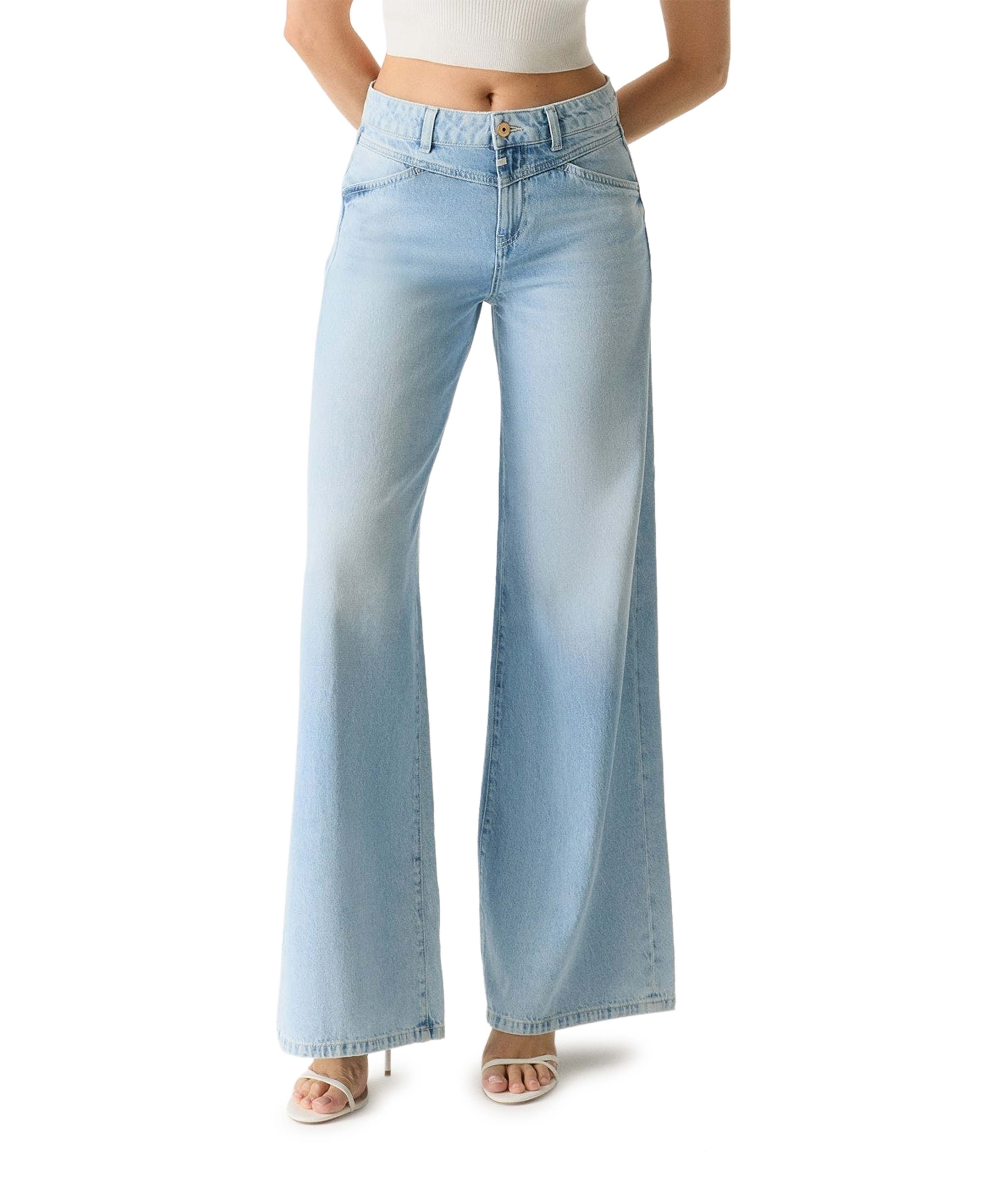 wide leg dames jeans blauw