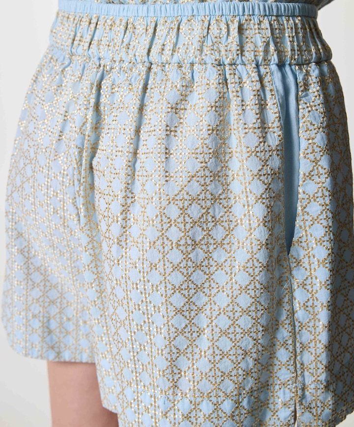 cross elastic waistband dames korte broek blauw