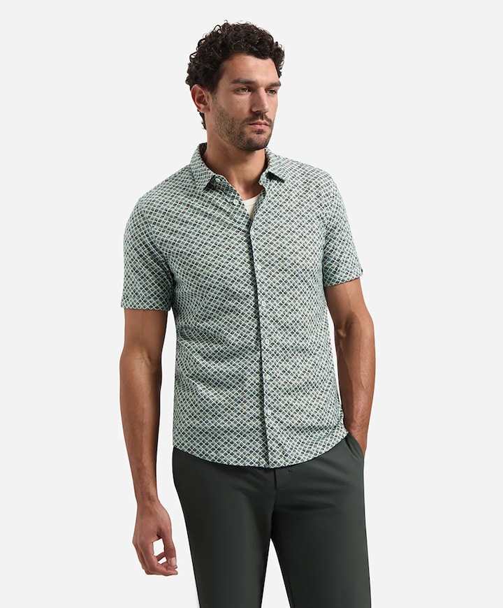Heren overhemd korte mouw groen