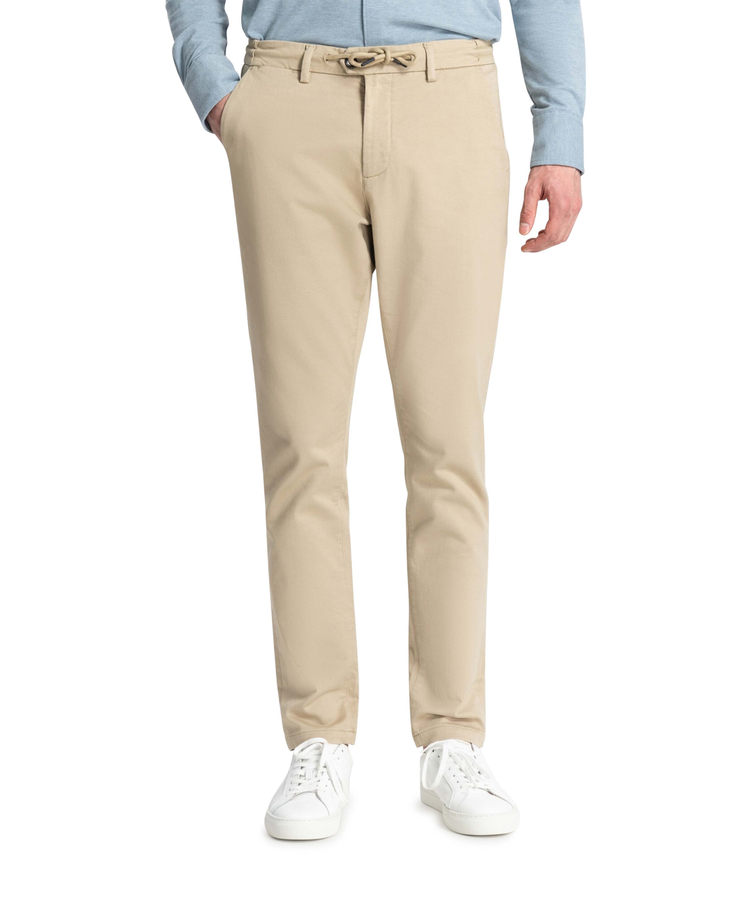 Lancaster Twill Knit Tapered Jogger heren broek beige