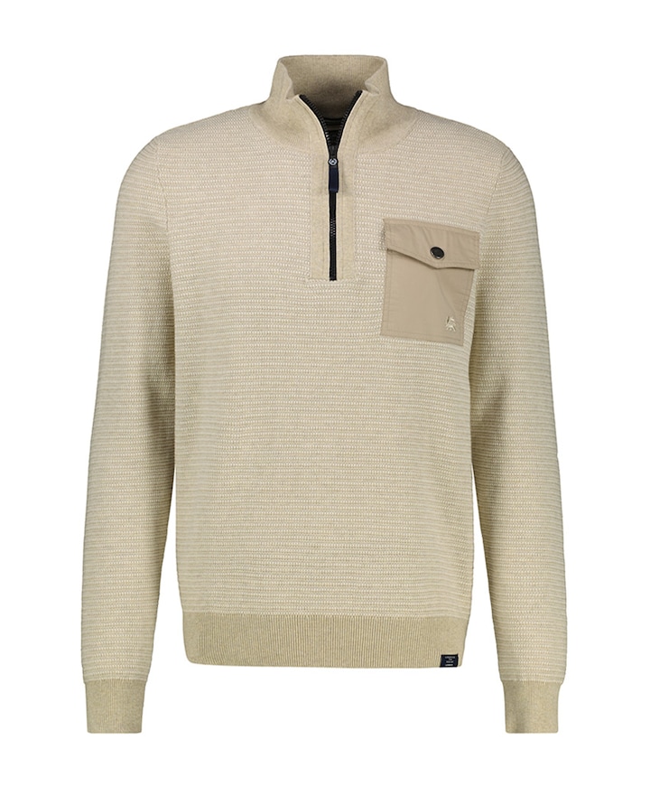 Heren trui met rits beige