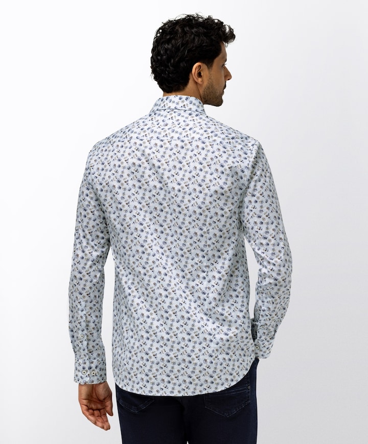 Heren overhemd lange mouw blauw