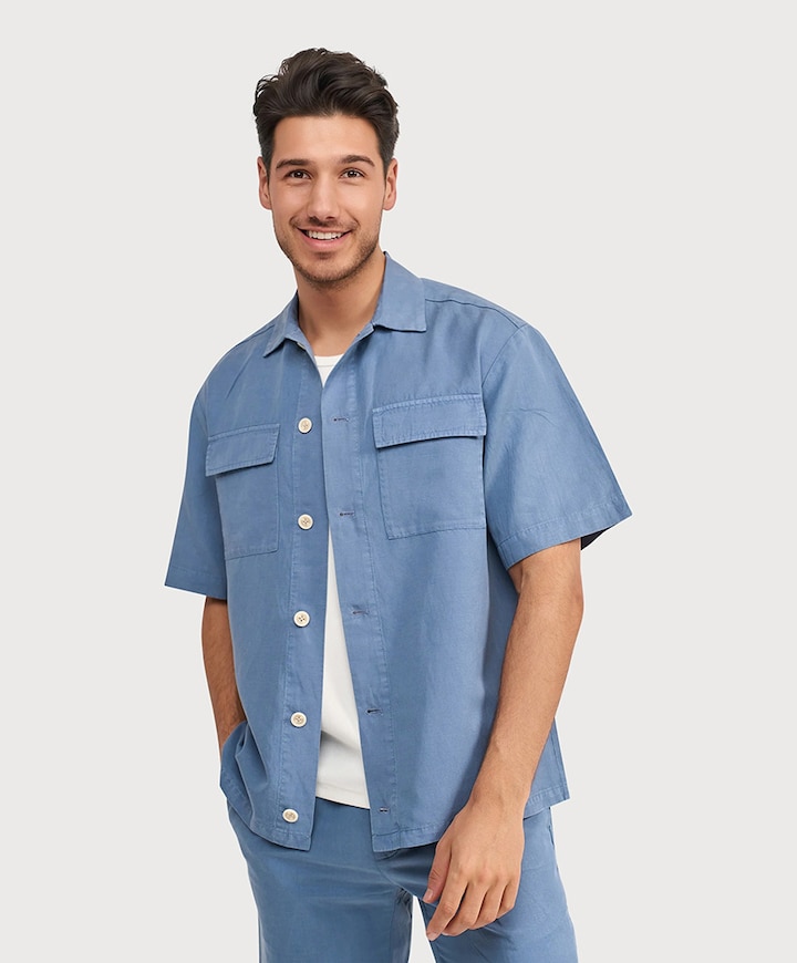 Heren overshirt blauw